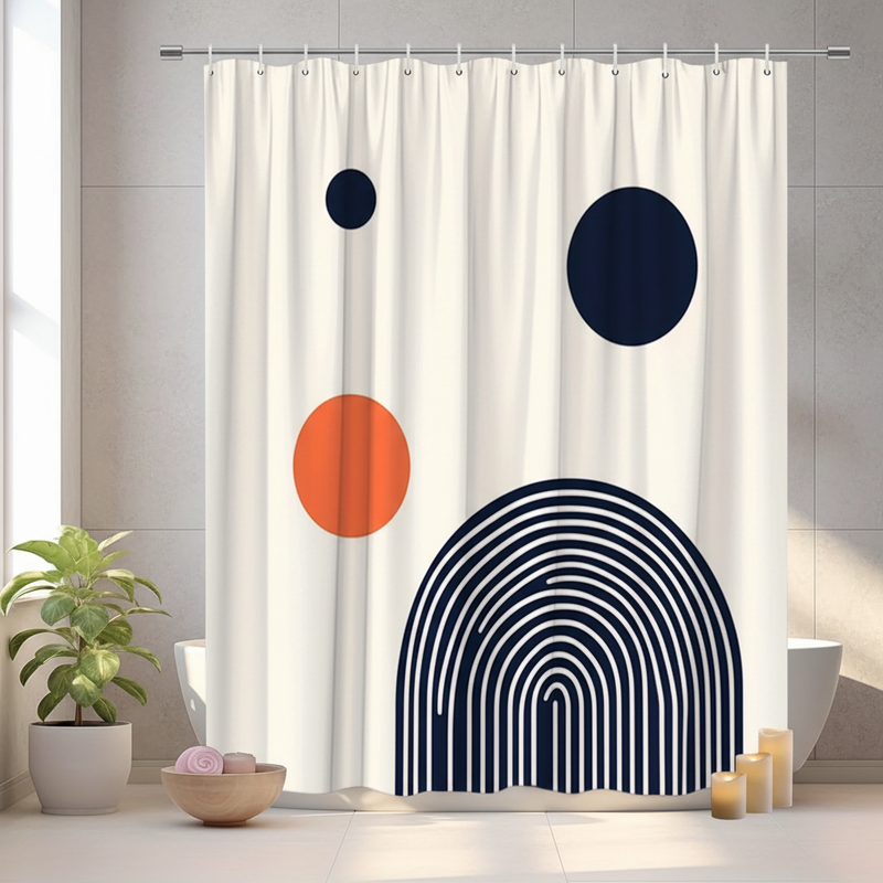 Geometrischer Polyester Duschvorhang - Circlify