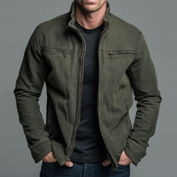 Men's Vintage Zip Jacket - Stand-Collar Autumn Winter Layer 1