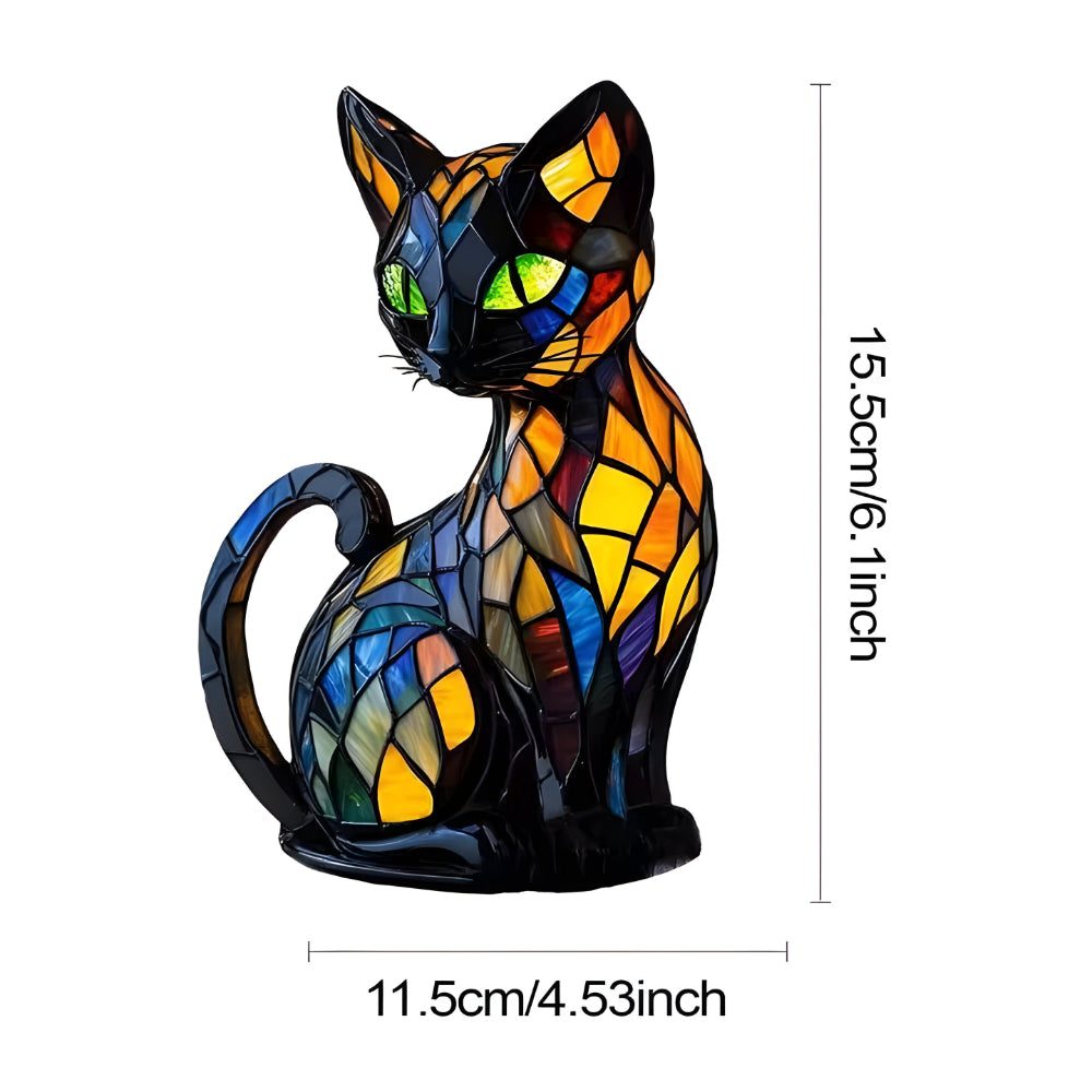 De kattenlamp op een witte achtergrond met maataanduidingen voor hoogte en breedte 7