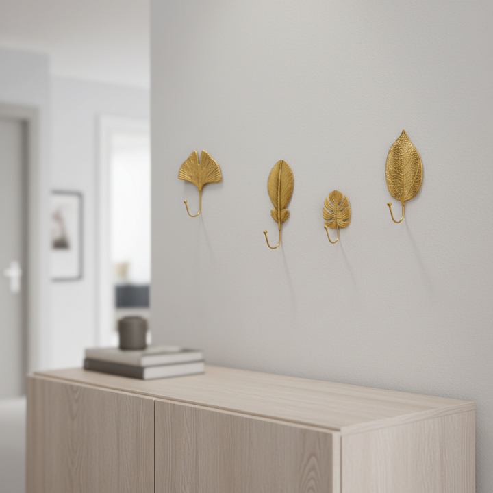 Goldfarbener Gusseisen Wandhaken - Leafora