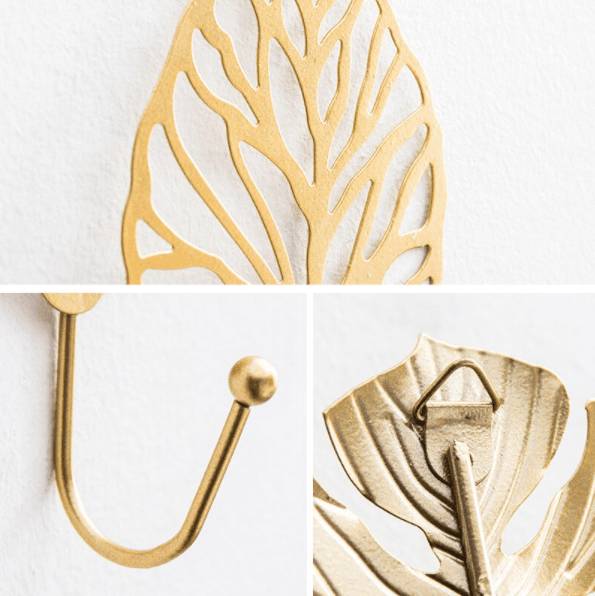 Goldfarbener Gusseisen Wandhaken - Leafora
