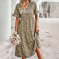 Floral Print Midi Dress - Lilac