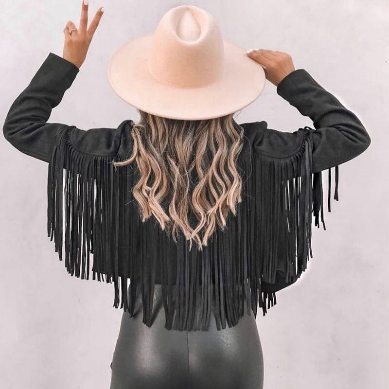 Trendy Suede Women's Jacket with Tassels - Isabella