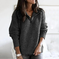 Damen Halfzip Pullover mit Struktur und Langarm – Noelle
