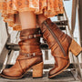 Damenleder-Stiefeletten mit orthopädischem Absatz – Chiara