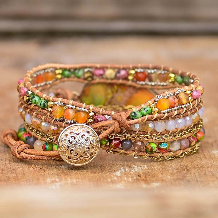 Hamsa Wickelarmband mit Amazonit - Zahara