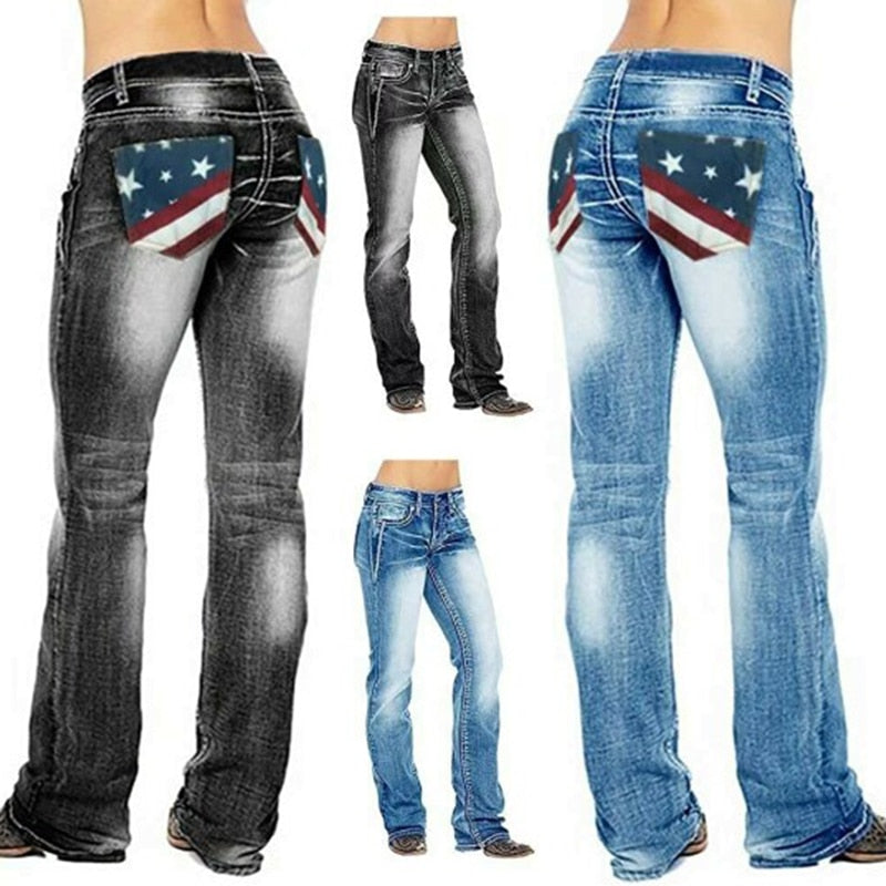 Women's Bootcut Jeans with Flag Details – Madison