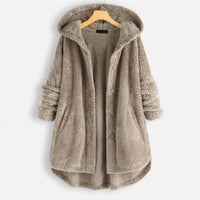 Trendige geschnittene Fleecejacke mit Kapuze - FleeceLux