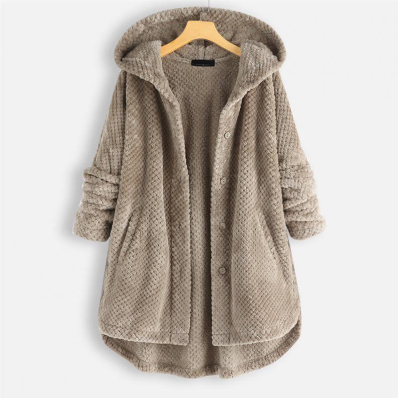 Trendige geschnittene Fleecejacke mit Kapuze - FleeceLux