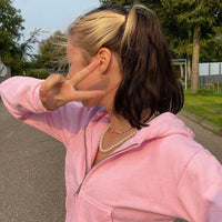 Trendiger figurbetonter Damen Cropped Zip-up Hoodie mit Kapuze - Alina