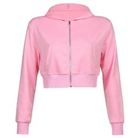 Trendiger figurbetonter Damen Cropped Zip-up Hoodie mit Kapuze - Alina