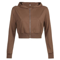 Trendiger figurbetonter Damen Cropped Zip-up Hoodie mit Kapuze - Alina