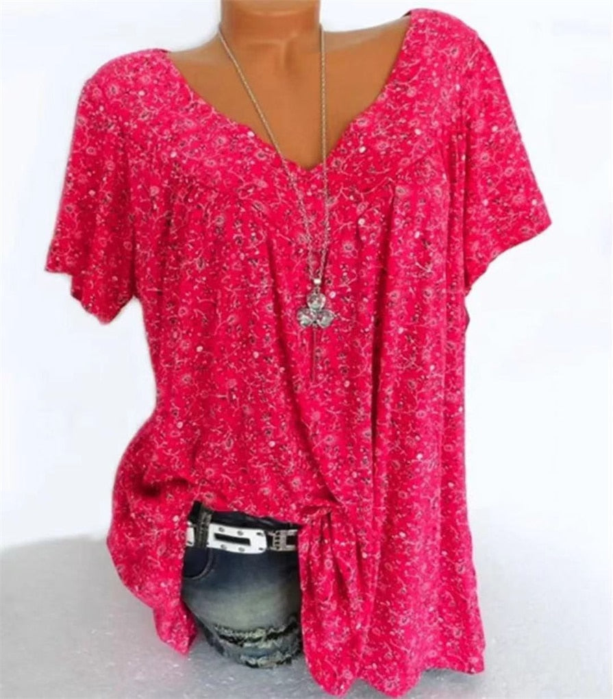 Dames Boho Zomerblouse met Bloemenprint - Celeste