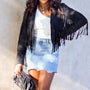 Trendige Wildleder Damenjacke mit Quasten - Isabella