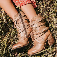 Vintage Lederstiefel für Damen mit Absatz - Lara