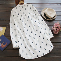 Playful shirt dress with rabbit print and lapel collar - Elina