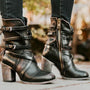 Damenleder-Stiefeletten mit orthopädischem Absatz – Chiara