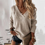 Legerer V-Ausschnitt Strickpullover - Layla