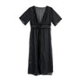 Langes Strandkleid mit Spitzen-Detail und Schleifenverschluss – Elara
