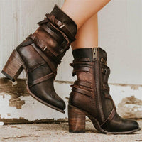 Vintage Lederstiefel für Damen mit Absatz - Lara