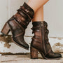 Vintage Lederstiefel für Damen mit Absatz - Lara