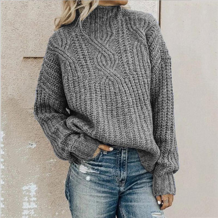 Bequemer gestrickter Pullover mit Rollkragen - Elise