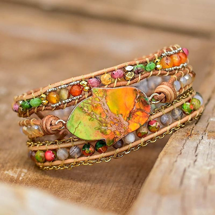 Hamsa Wickelarmband mit Amazonit - Zahara