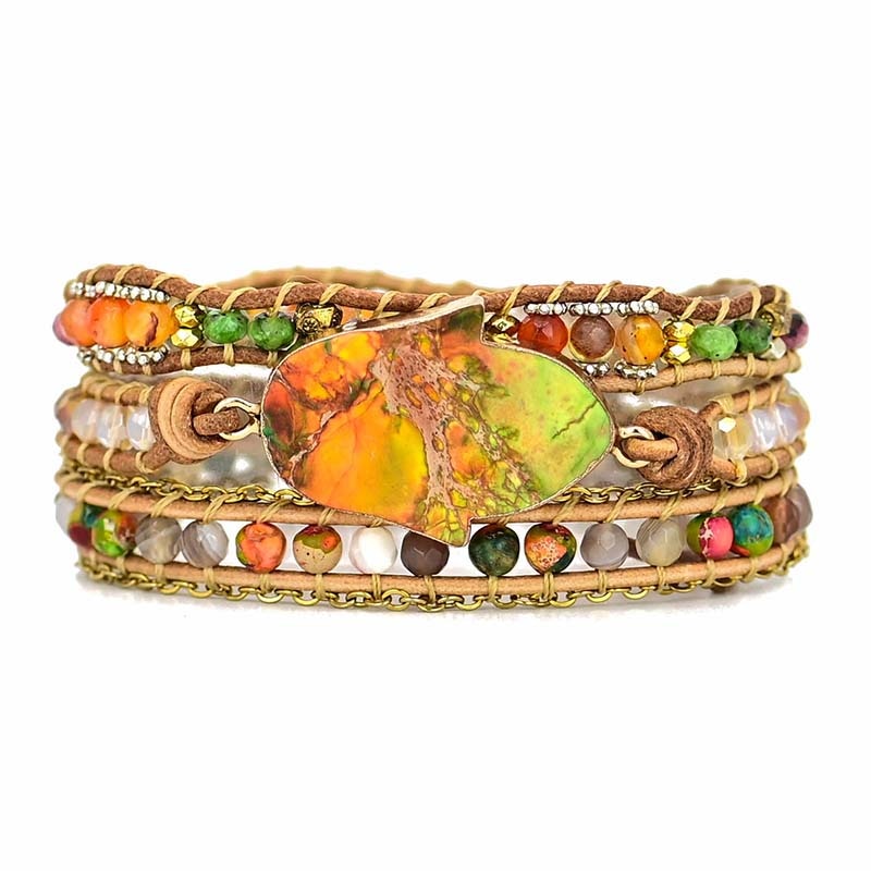 Hamsa Wickelarmband mit Amazonit - Zahara
