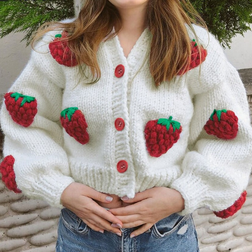 Soof Vest | Knitted soft vest with cute little strawberries