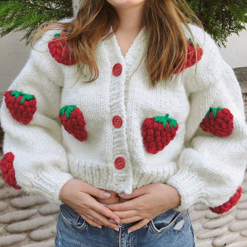 Soof Vest | Knitted soft vest with cute little strawberries