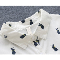 Playful shirt dress with rabbit print and lapel collar - Elina