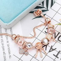 Rose Dreamcatcher Armband mit Charms aus Sterlingsilber - Rosa