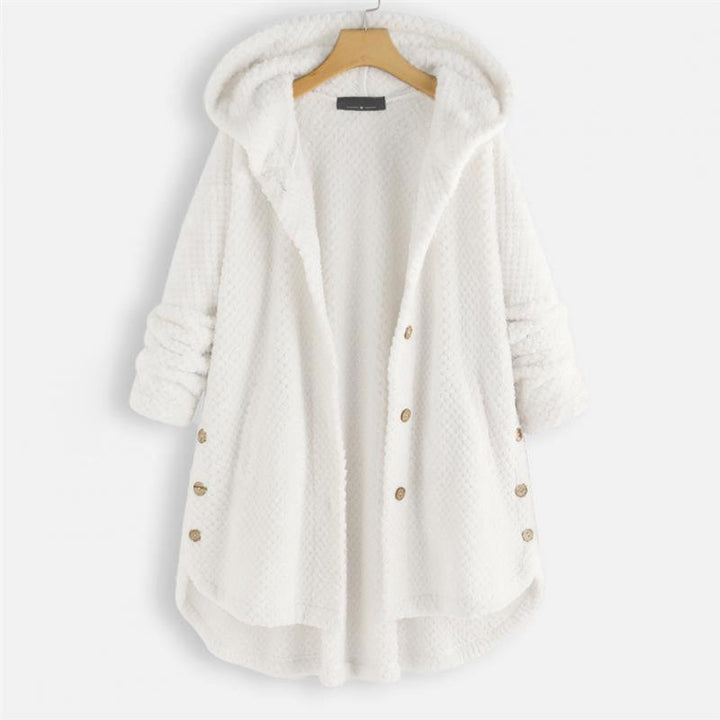 Trendige geschnittene Fleecejacke mit Kapuze - FleeceLux