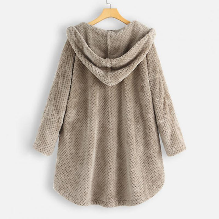 Trendige geschnittene Fleecejacke mit Kapuze - FleeceLux