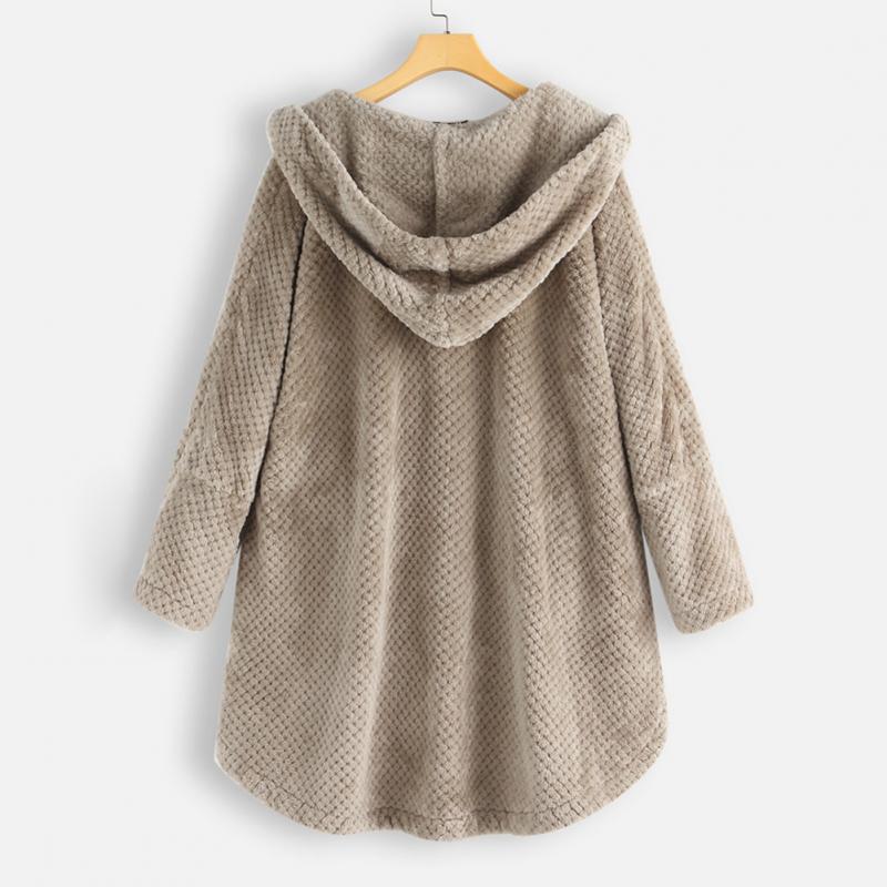 Trendige geschnittene Fleecejacke mit Kapuze - FleeceLux