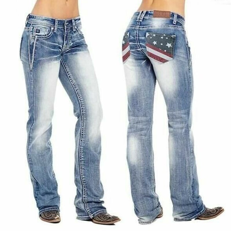 Women's Bootcut Jeans with Flag Details – Madison