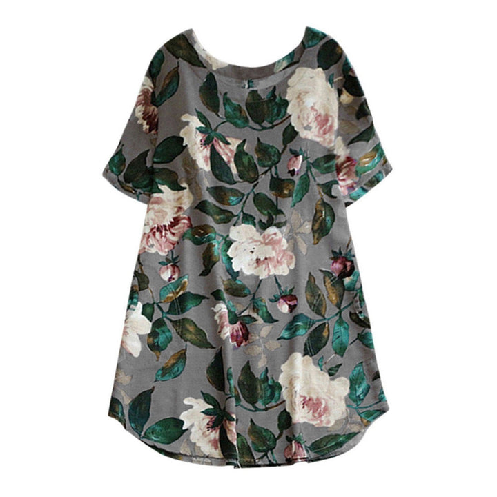 Floral summer casual dress with short sleeves for women - Malina