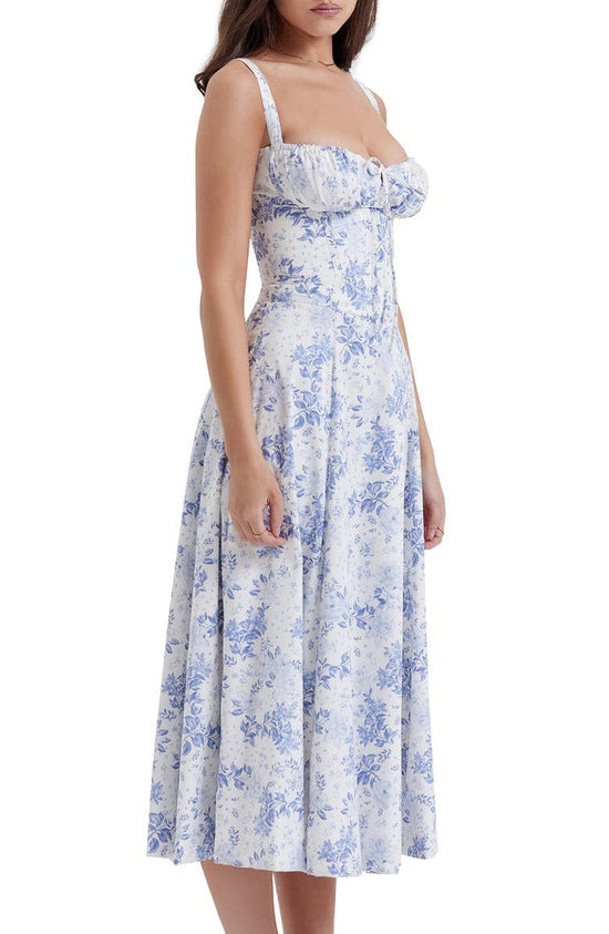 Geblümtes Maxikleid mit Taillierung - Fleur