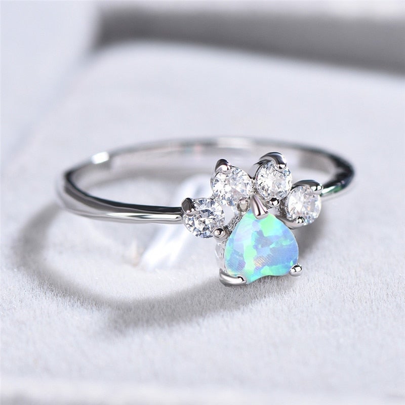Silberner Opal- und Zirkoniaring - Celestine