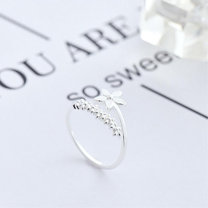 Verstellbarer Silberner Ring mit Emaille Wildblumen - Amaril