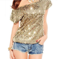 Trendiges One-Shoulder-T-Shirt mit Pailletten für Sommernächte - GlamGlanz