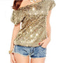 Trendiges One-Shoulder-T-Shirt mit Pailletten für Sommernächte - GlamGlanz