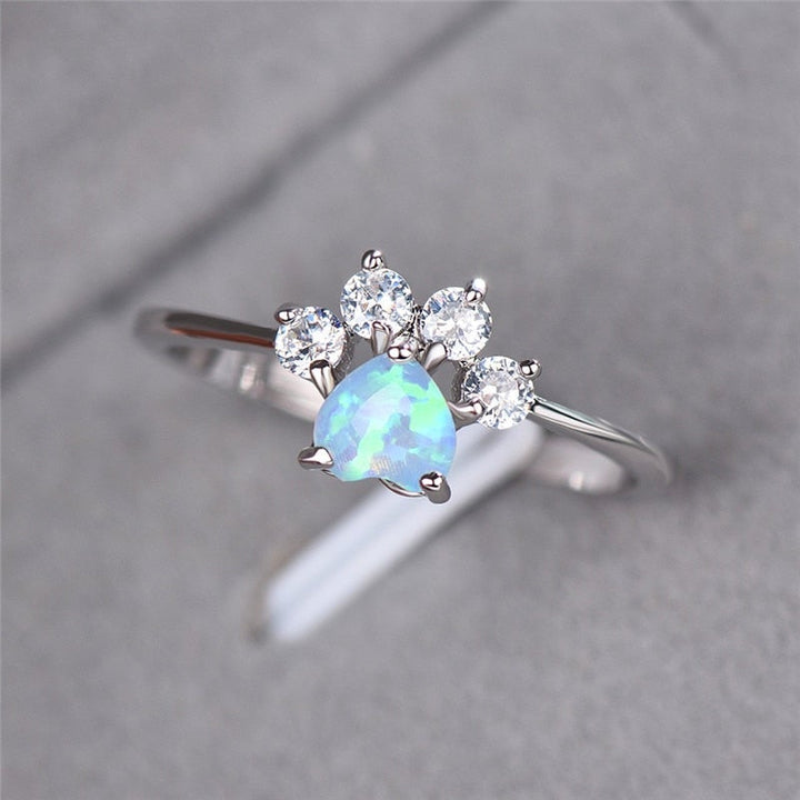 Silberner Opal- und Zirkoniaring - Celestine