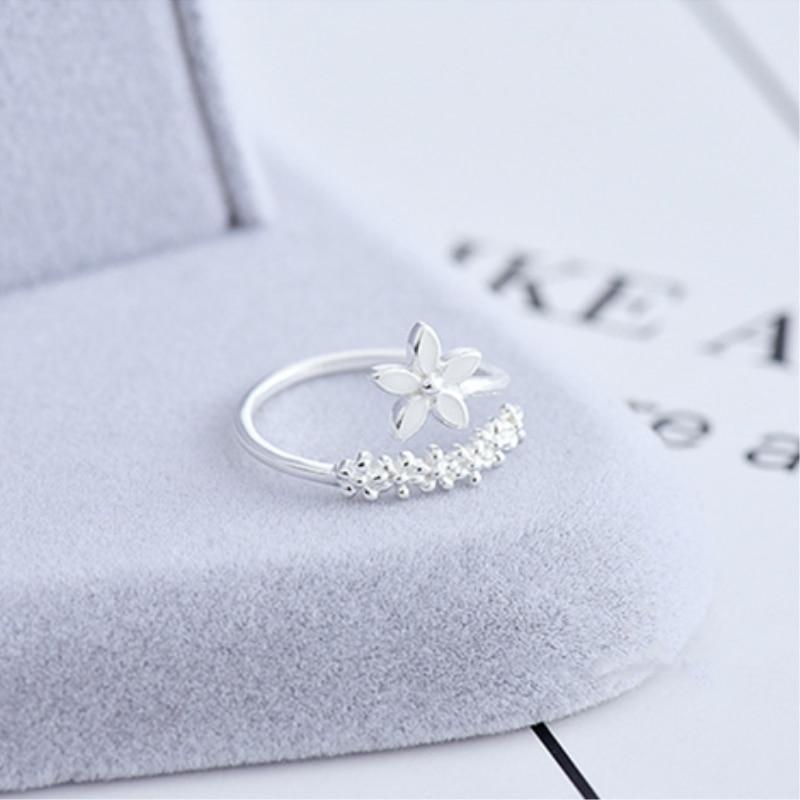 Verstellbarer Silberner Ring mit Emaille Wildblumen - Amaril