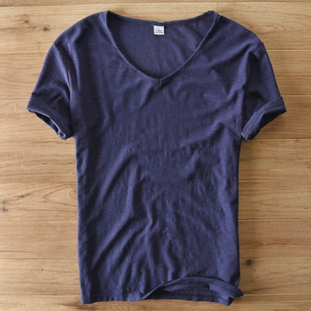 Leichtes Leinen V-Ausschnitt Shirt für Herren – Atmungsaktiv & sommerlich – Thilo