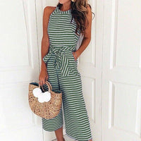 Gestreifter Damen-Jumpsuit mit Neckholder – Vivienne
