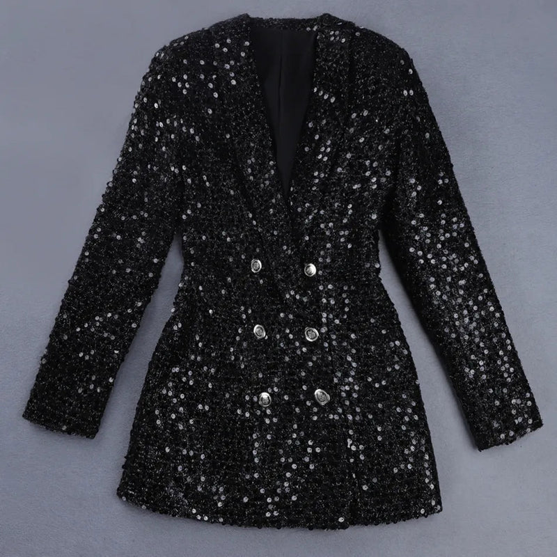 Pailletten Blazer Jumpsuit mit Doppelter Knopfreihe - Stella