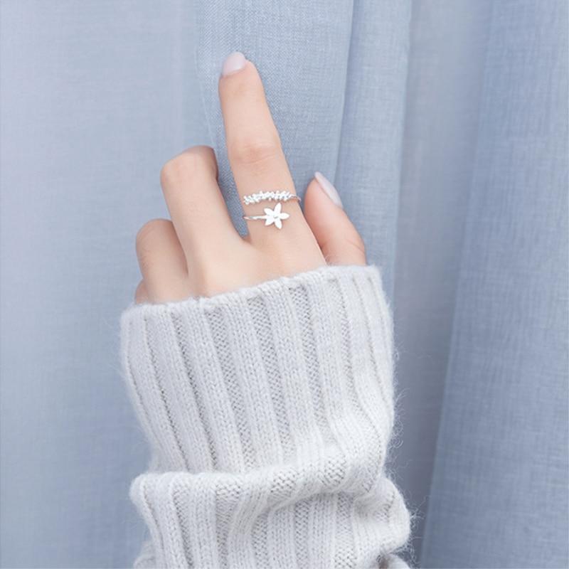 Verstellbarer Silberner Ring mit Emaille Wildblumen - Amaril