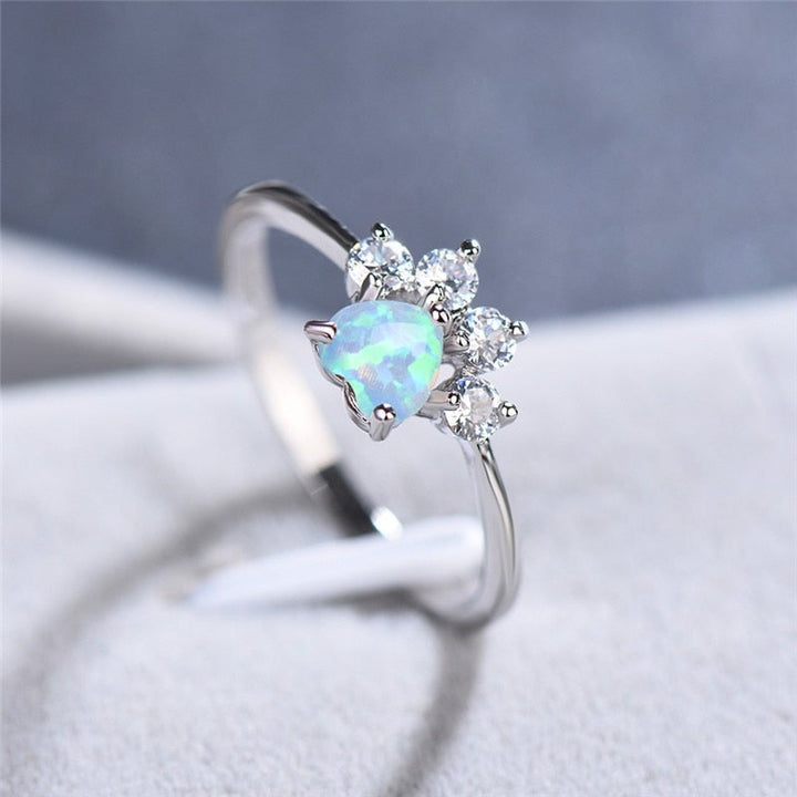 Silberner Opal- und Zirkoniaring - Celestine