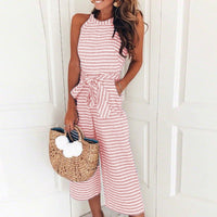 Gestreifter Damen-Jumpsuit mit Neckholder – Vivienne